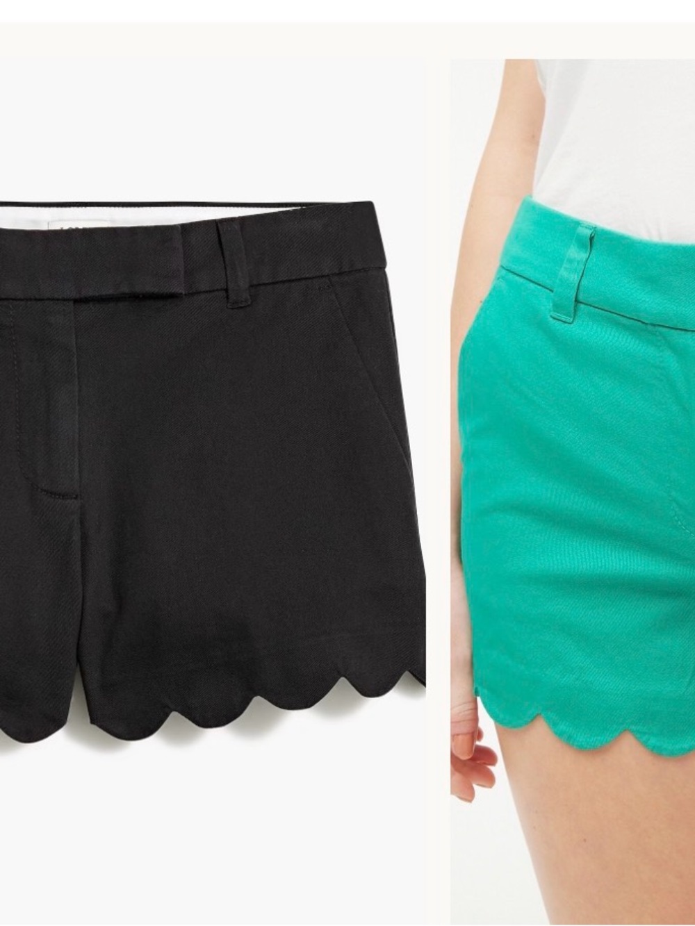 J. Crew Scallop Hem Shorts in Black